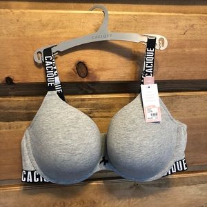 Gray Cacique Cotton Boost Plunge Bra